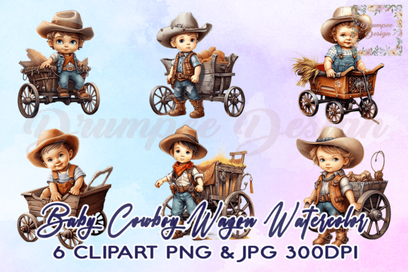 Download Baby Cowboy Wagon Watercolor Clipart - Clipart Collection