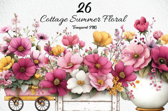 Download Whimsical Cottage Summer Floral Clipart - Clipart Collection