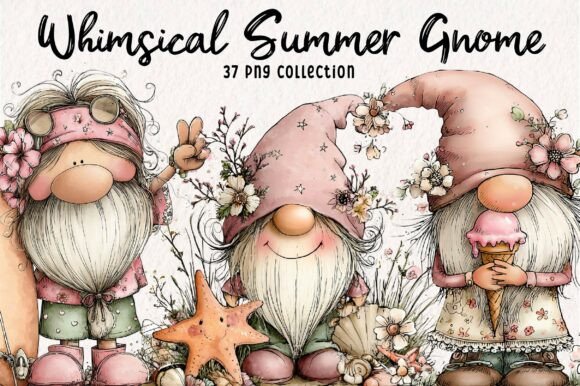 Download Whimsical Summer Gnome Clipart Bundle - Clipart Collection