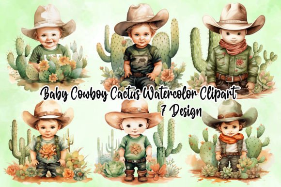 Download Baby Cowboy Cactus Watercolor Clipart - Clipart Collection