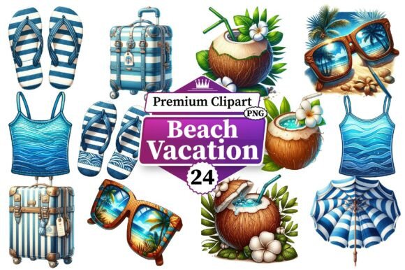 Download Beach Vacation Clipart Bundle PNG - Clipart Collection
